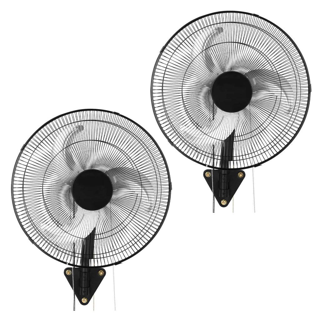 Wall Mount Fan, 18 in Wall Mounted Hanging Fan Oscillating, 3-Speed, Long Airflow Distance, Adjustable Rotation Angle, Mechanical Powerful for Industry, Commercial, Garage, Workshop, Gym, 2 Pack