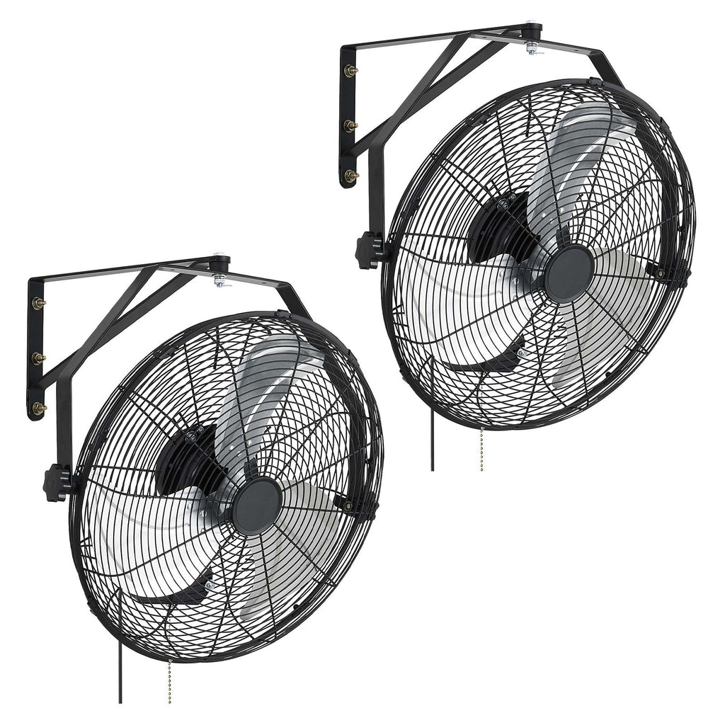 Wall Mount Fan, 18 in Wall Mounted Hanging Fan with IP44-rated Protection, 3-Speed, Long Airflow Distance, Adjustable Rotation Angle, Powerful for Industry, Commercial, Garage, Workshop, 2 Pack