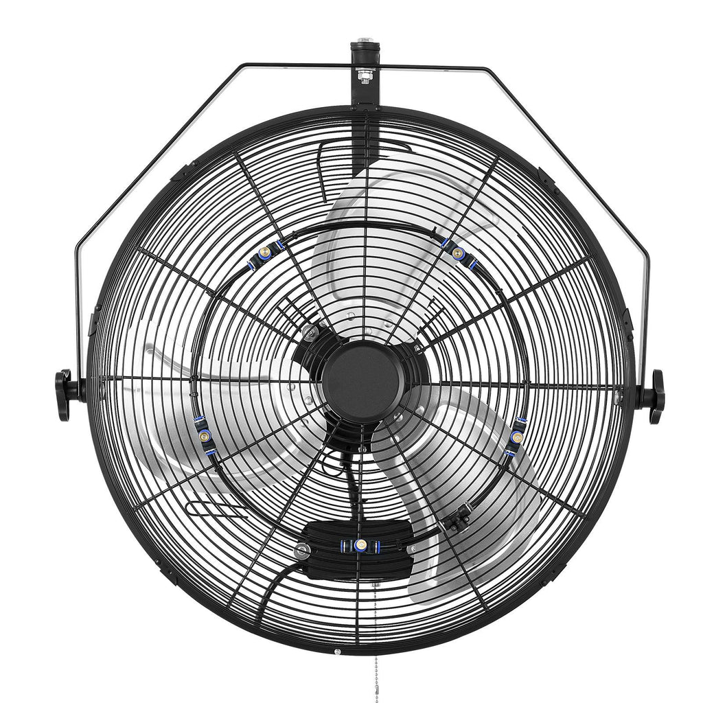 Wall Mount Fan, 20 in Wall Mounted Hanging Fan with Mist, IP44-rated Protection, 3-Speed, Long Airflow Distance, Adjustable Rotation Angle, Powerful for Industry, Commercial, Garage, Workshop