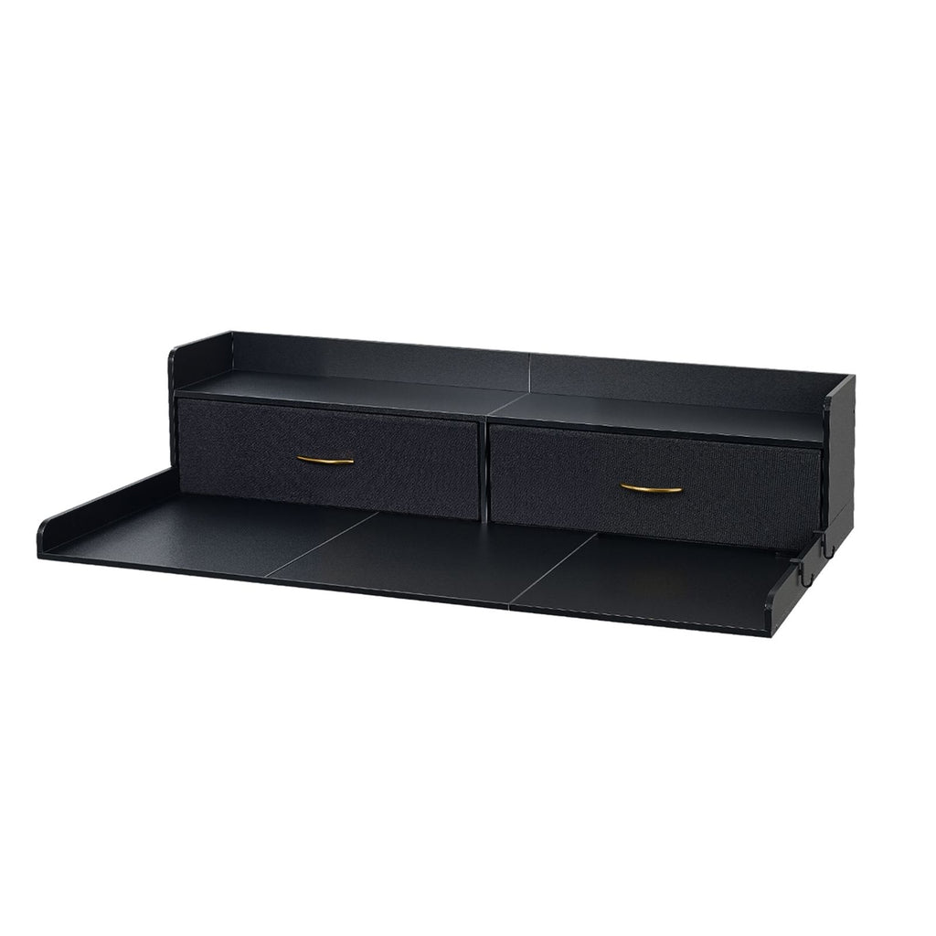 Washer Dryer Countertop with Shelf, 54 x 27.5 in Wooden Washer and Dryer Topper with 2 Drawers & 2 Hooks, Laundry Machine Topper for Laundry Closet Pantry Counter Organization and Storage, Black