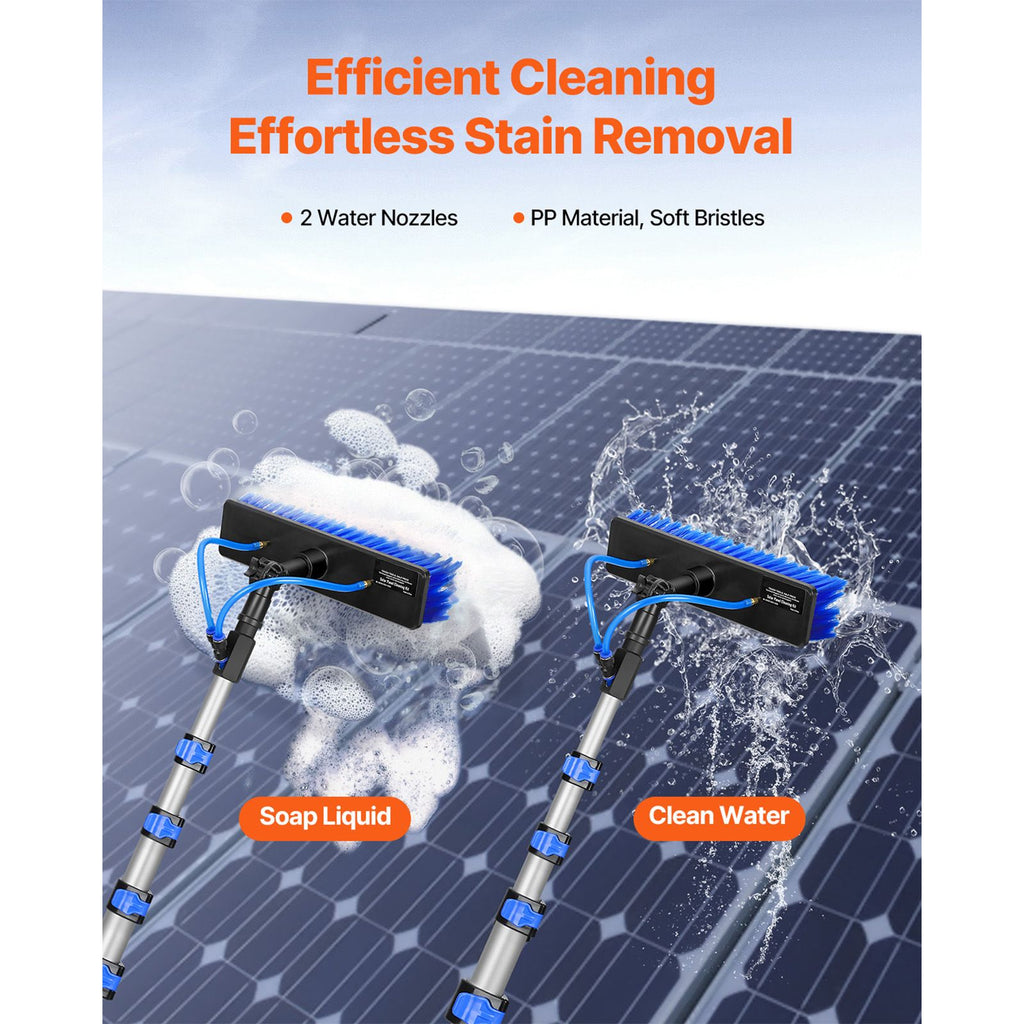 Water Fed Pole Kit, 24FT Solar Panel Cleaning Pole with Extendable Handle, 180° Rotatable Brush Head & 65.6FT Hose, Household & Outdoor Window Cleaner Tool for Caravan Solar Panel Deck image 2