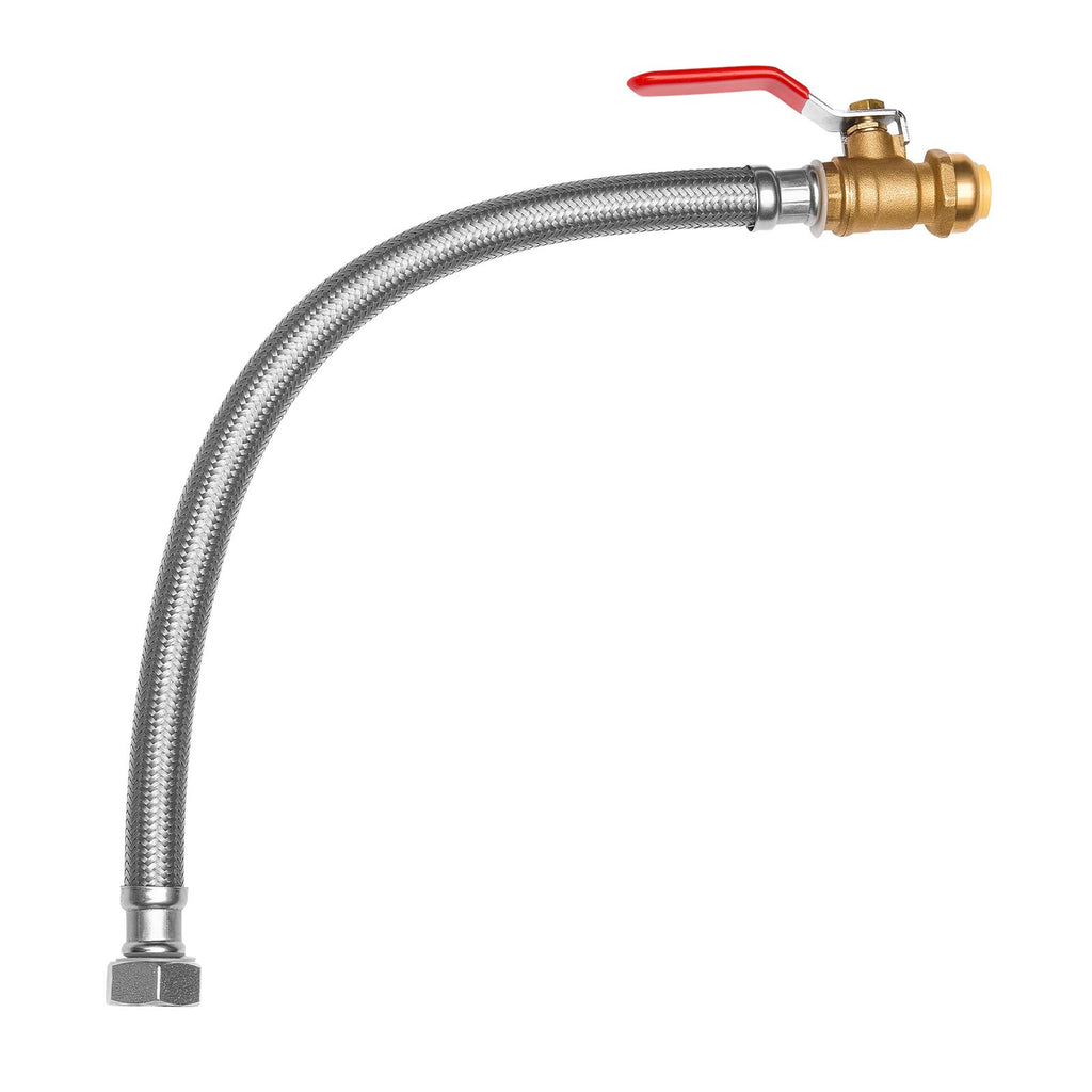 Water Heater Kit, Push-Fit Valve Flexible Water Heater Connector with 3/4" FIP x 1/2" PTC Ball Valve, Stainless Steel Braided Waters Heaters Supply Line for Bathroom, Kitchen, Laundry Room