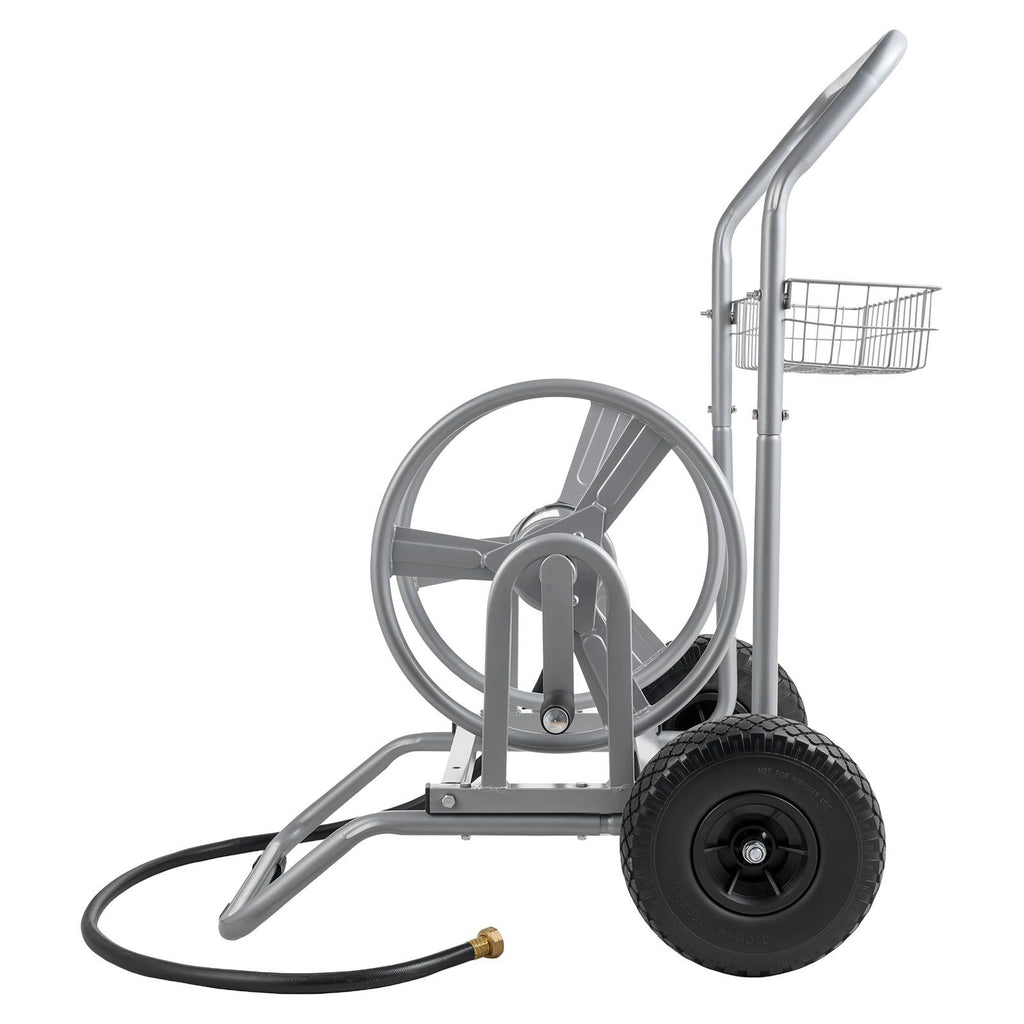 Water Hose Reel Cart, 200/300ft High-Pressure Garden Hose Cart, Hoses Reel Carts with Two Wheels, Handle & Heavy-Duty Mesh Storage Basket, Dual-Purpose Portable Hoses Reels for Garden, Car, Pet