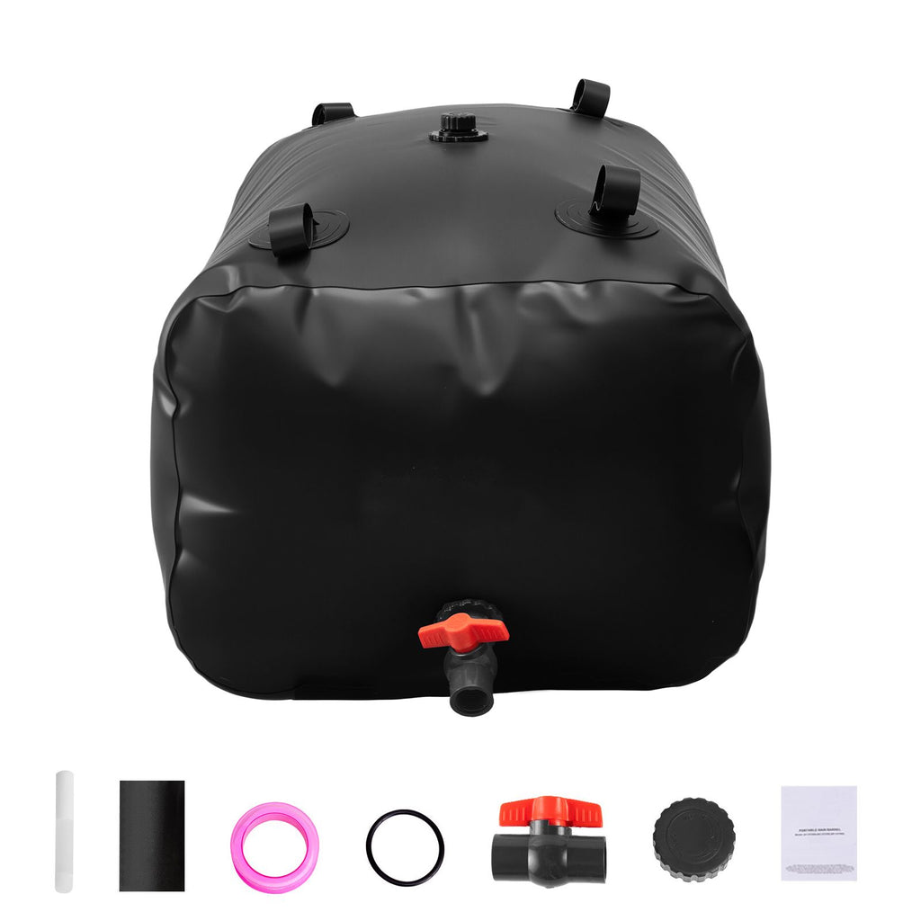 Water Storage Bladder, 63.4 Gallon (240L) Water Storage Container Tank, 1000D PVC Large Capacity Soft Bag Bladder, Collapsible Portable for Garden Irrigation, Camping, RVs, Emergency Use - Black