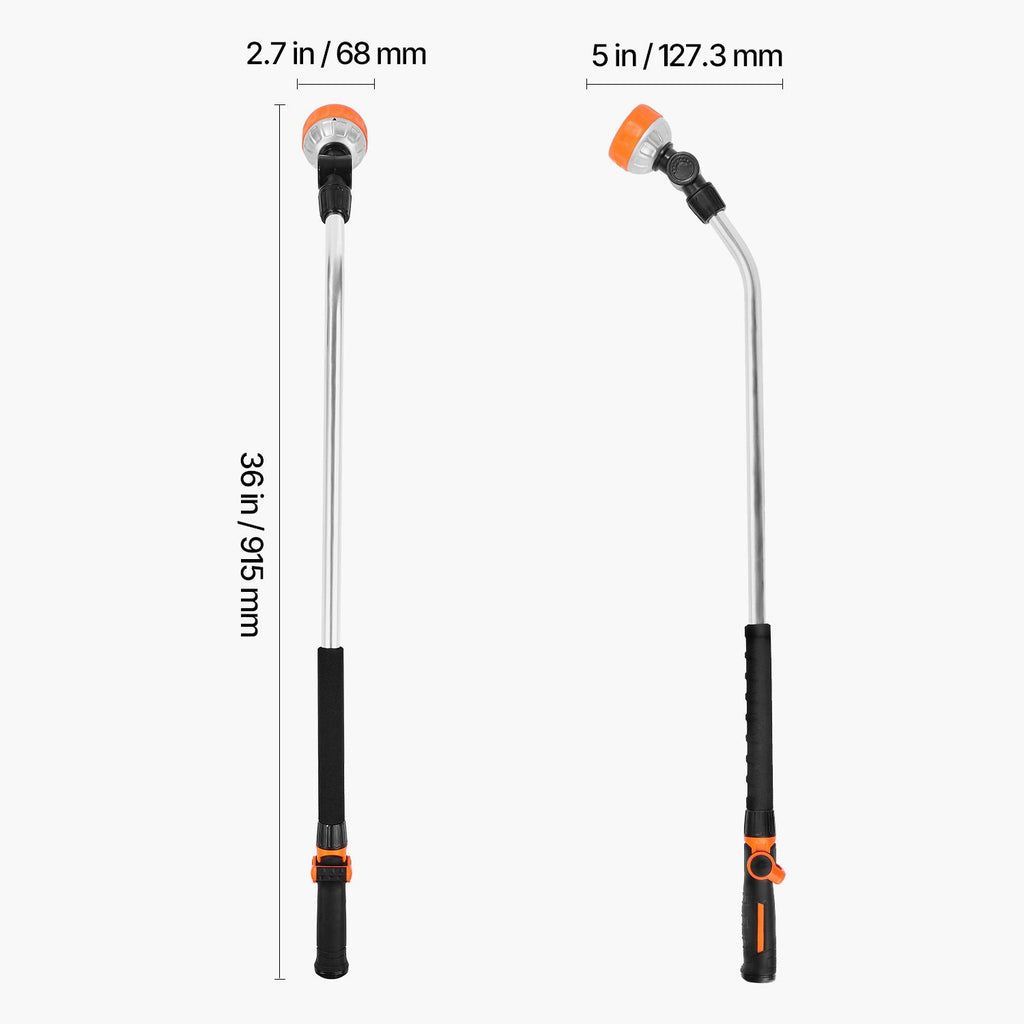 Watering Wand, 36-Inch Extra Long Heavy Duty Garden Hose Wand with 8 Spray Patterns & 180° Swivel Head, Long Hose Nozzle Sprayer with on/off Thumb Control