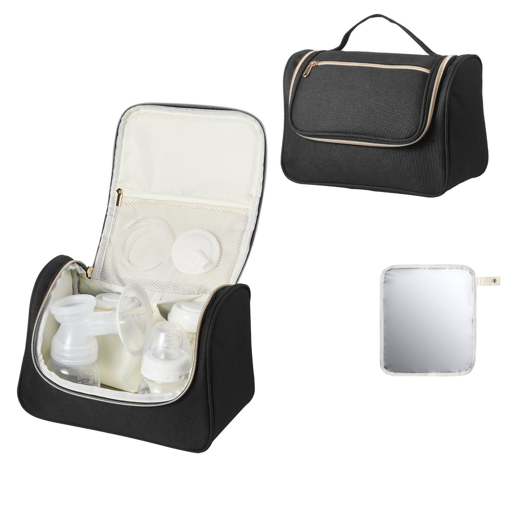 Wearable Breast Pump Bag, Breast Feeding Bag with Waterproof Mat, Fits for M5/M6, Pumping Accessories & Breastmilk Storage, Portable Pump Carrying Case for Work, Travel & Family Use, Black
