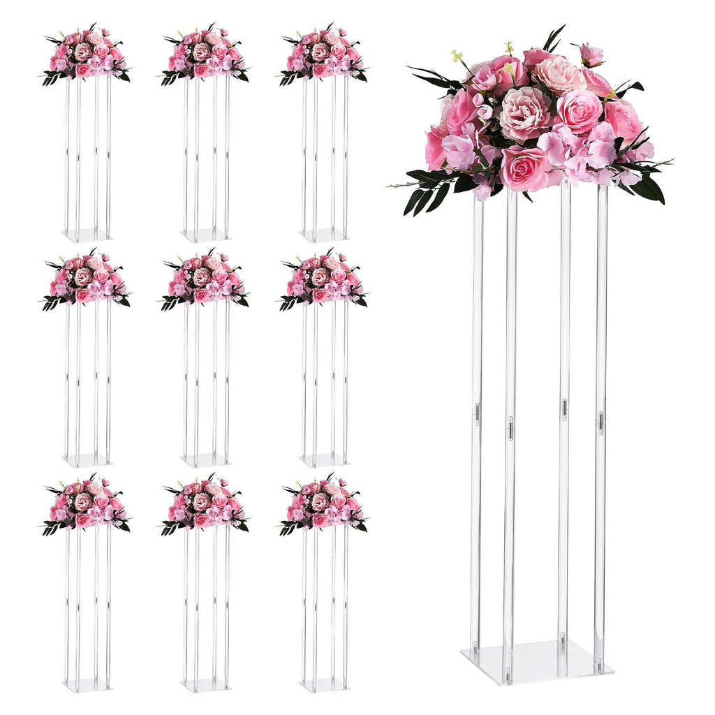 Wedding Flower Stand, 10PCS 31.5-inch Column Flower Stand, Floral Stands with Acrylic Laminate, Cylindrical Cubic Floral Display Rack for Wedding, Party, Birthday, Home, Centerpiece Stands
