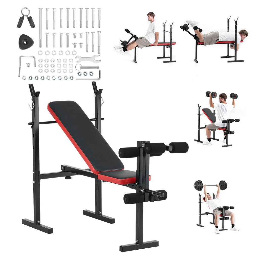 Weight Bench, Multi-Functional Adjustable Weight Bench Press for Full Body Workout, 380lbs Exercise Sit up Bench for Home Gym Strength Training, Flat Bench with Quick Folding & Fast Adjustment