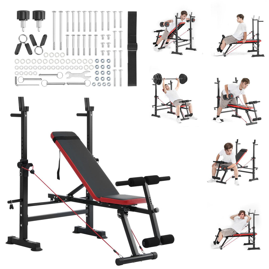 Weight Bench, Multi-Functional Adjustable Weight Bench Press for Full Body Workout, 600lbs Exercise Sit up Bench for Home Gym Strength Training, Flat Bench with Quick Folding & Fast Adjustment