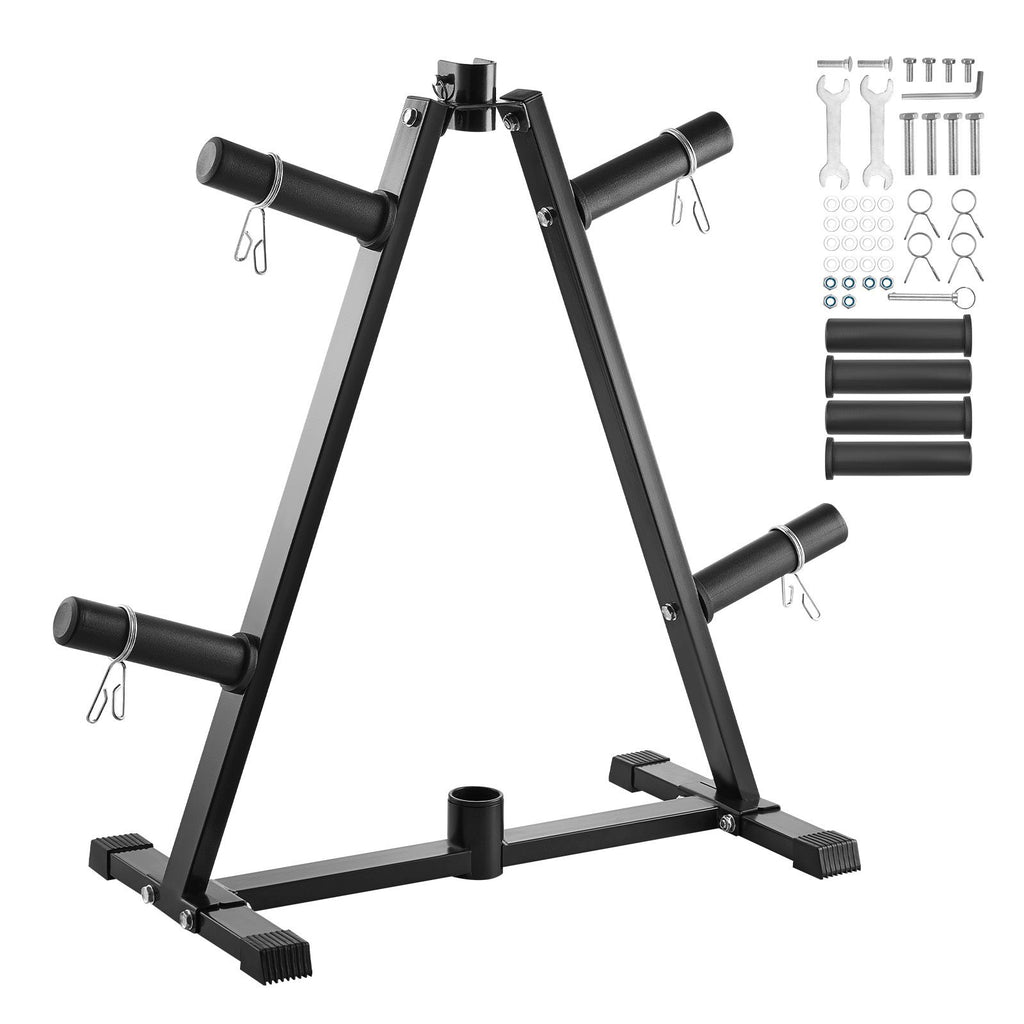 Weight Plate Rack, A Frame Weight Plate Tree for 2-Inch Weight Plates, Standard Weight Plate Tree, 300 lbs Load Capacity Weight Storage Holder, Home Gym Barbell Rack Storage Stand, Black