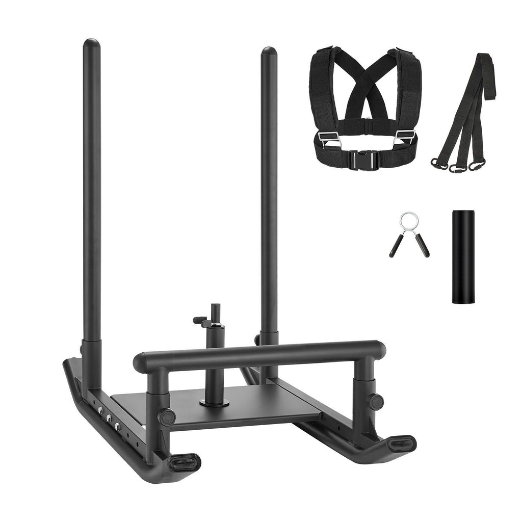 Weight Sled, Steel Power Sled, Fitness Strength Training Sleds for Athletic Exercise Speed Improvement, Workout Fitness Equipment with Handle, Compatible with 1/2 in Weight Plates, Black