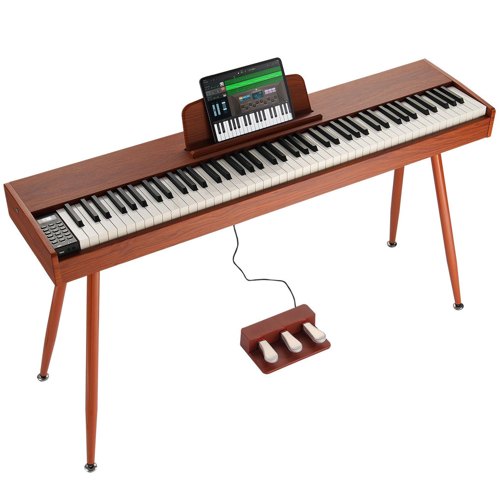 Weighted Digital Piano, 88 Key Fully Weighted Keys, Electric Piano Dual Keyboard & Speakers Four Legged Piano Stand with Headphone 200 Tones & Rhythms, Support Bluetooth/USB/MIDI, for Beginners