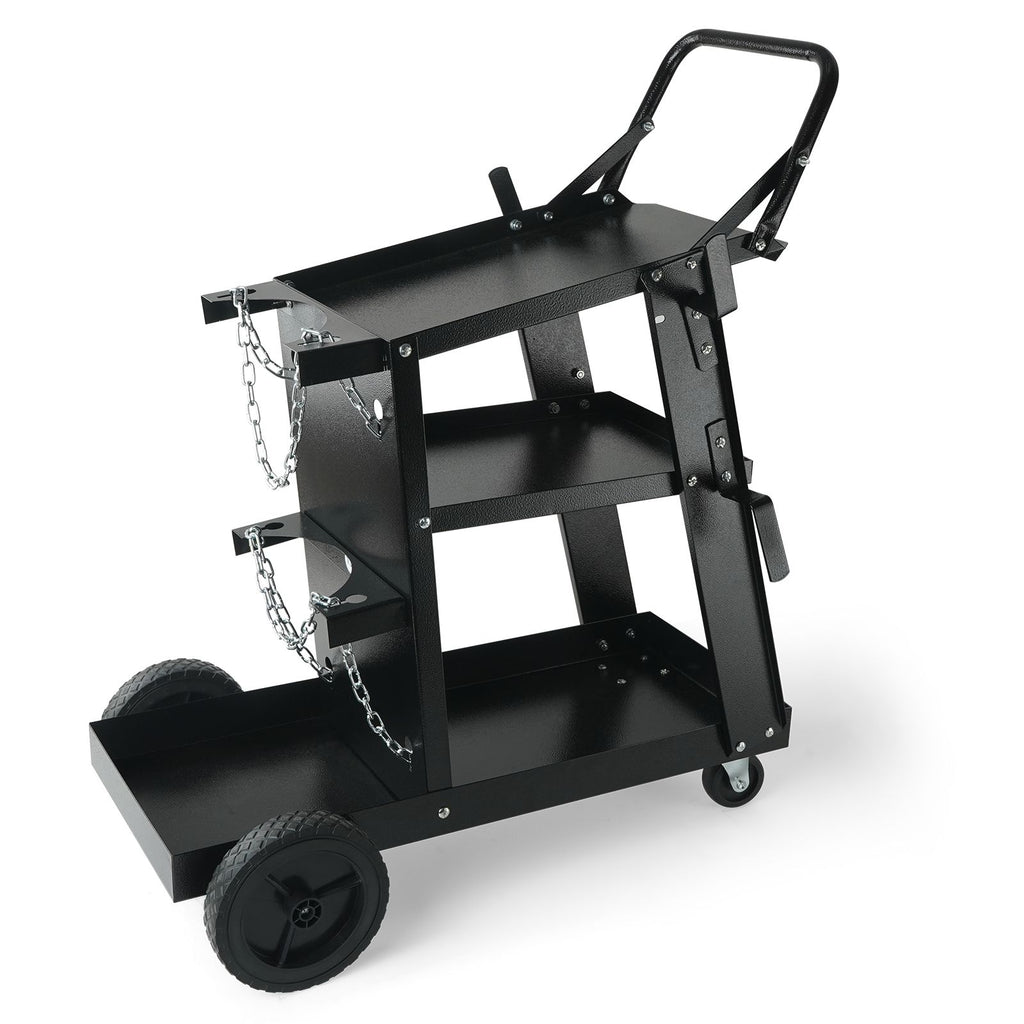 Welding Cart, 3-Tier Welder Cart Heavy Duty with 400 Lbs Weight Capacity, 360° Swivel Wheels, Tank Storage Safety Chains, Rolling MIG Welder Cart for TIG, ARC, MMA, Plasma Cutter Welding Machine image 2