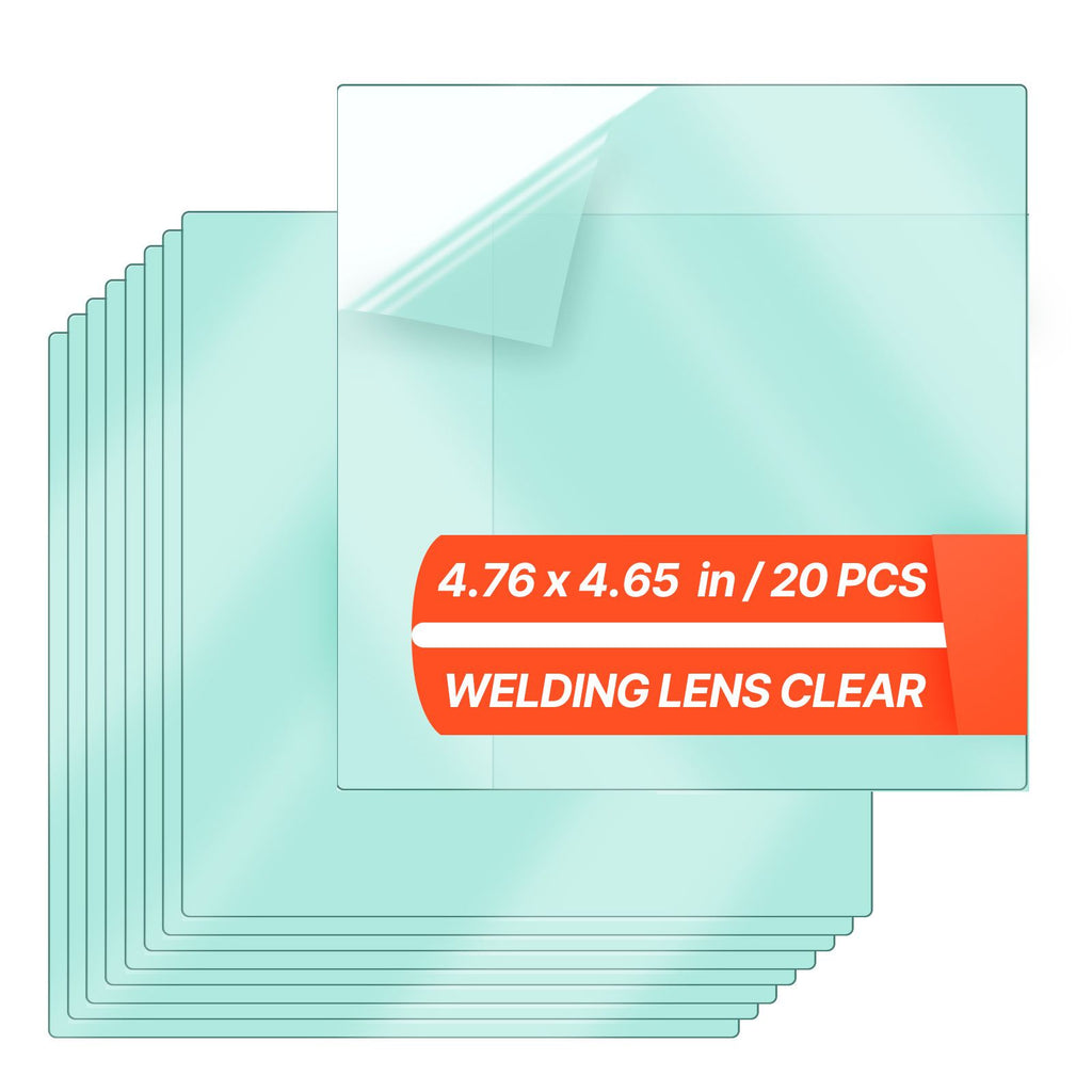Welding Helmet Outer Cover Lens, 20PCS 4.76" x 4.65" Outside Replacement Lens, Filter Protective Clear Covers Compatible with CRIUS/METIS Series Auto Darkening Welding Helmets