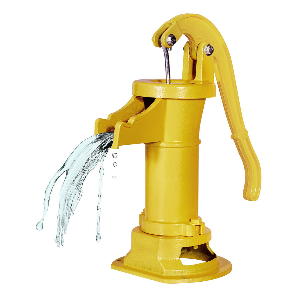 Well Hand Pitcher Pump, 25 ft Maximum Lift, Antique Cast Iron Manual Hand Water Pump, NPT 1-1/4 in Connection, Easy Installation, Old Fashioned for Outdoor Garden, Pond, Backyard, Farm, Yellow