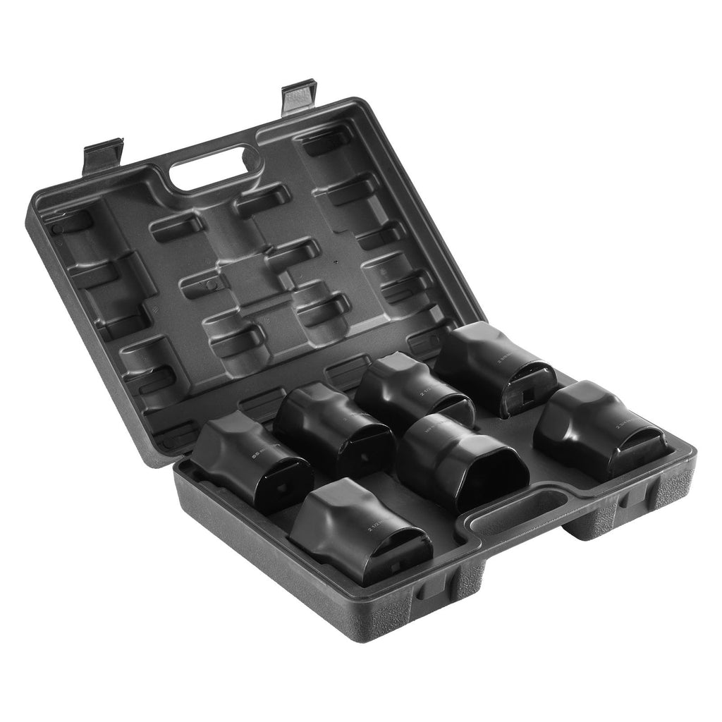 Wheel Bearing Locknut Socket Set, 1/2 inch Drive 7 Piece SAE and Metric 6-Point Socket for Ford, Dodge, and Toyota Vehicles, with Storage Case, Remove and Install Wheel Bearing Lock Nuts