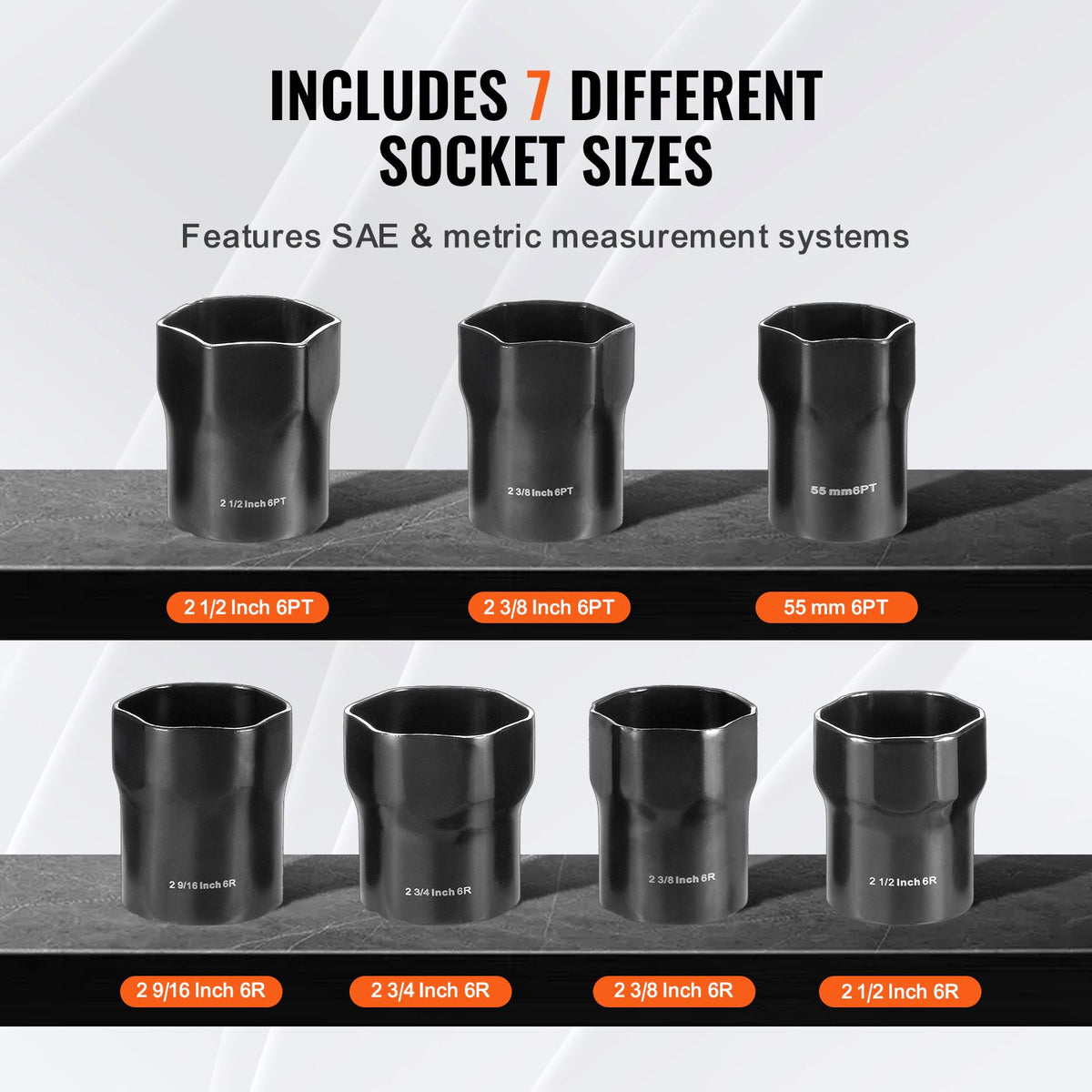 Wheel Bearing Locknut Socket Set, 1/2 inch Drive 7 Piece SAE and Me ...