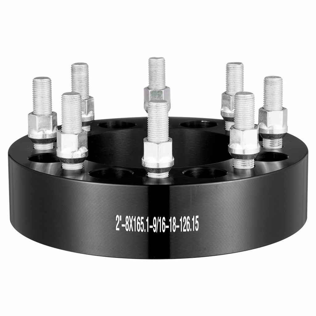 Wheel Spacers, 2" 8"x6.5" Wheel Adapters, 8 Lug Forged Spacer, 126 mm Bore Hubcentric 9/16"-18 Studs Spacers, Fit for Dodge Ram 2500, Ram 3500 and Ford F250, F350, 2 PCS Black