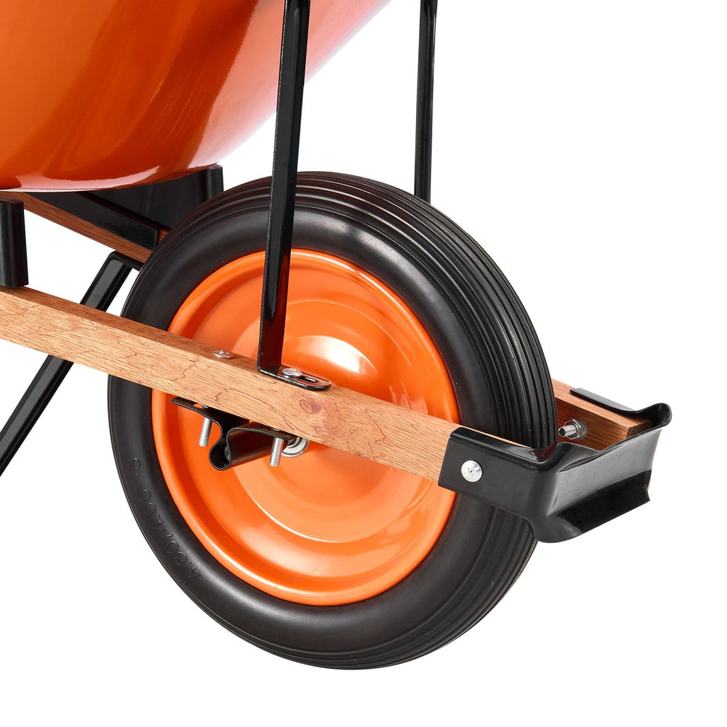 Wheelbarrow Cart, 5 Cu. Ft. Load & 330 lbs Capacity, One Wheel Garden Dump Cart, Garden Wagon with Metal Handle & 16" Wide Track Wheels, Easy Loading Utility Yard Cart & Wagons for Lawn Farm