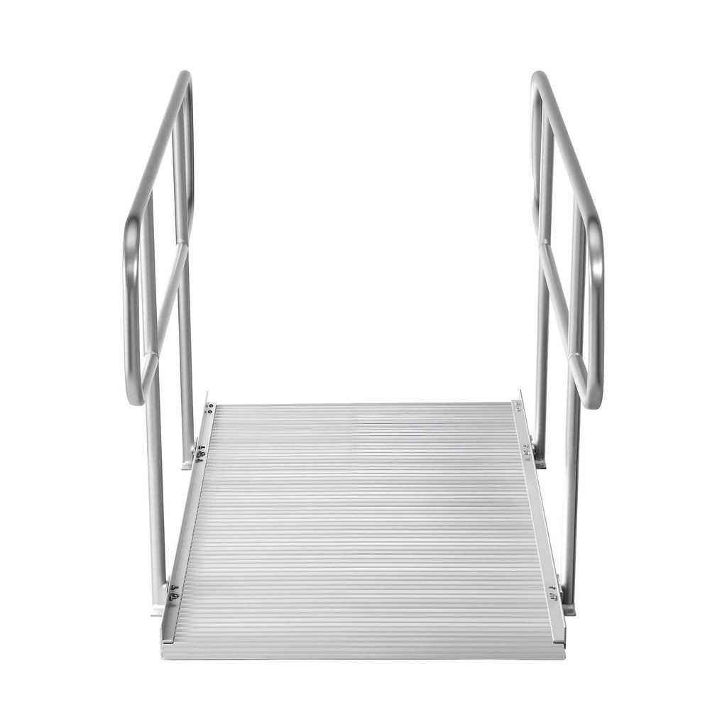 Wheelchair Ramp with Handrails, 71.1 x 32.7 in, Heavy Duty Wide Aluminum Wheelchair Ramp with Adjustable Legs, 1000 lbs Capacity, Portable Threshold Ramps for Home Steps, Stairs, Doorways, Curbs