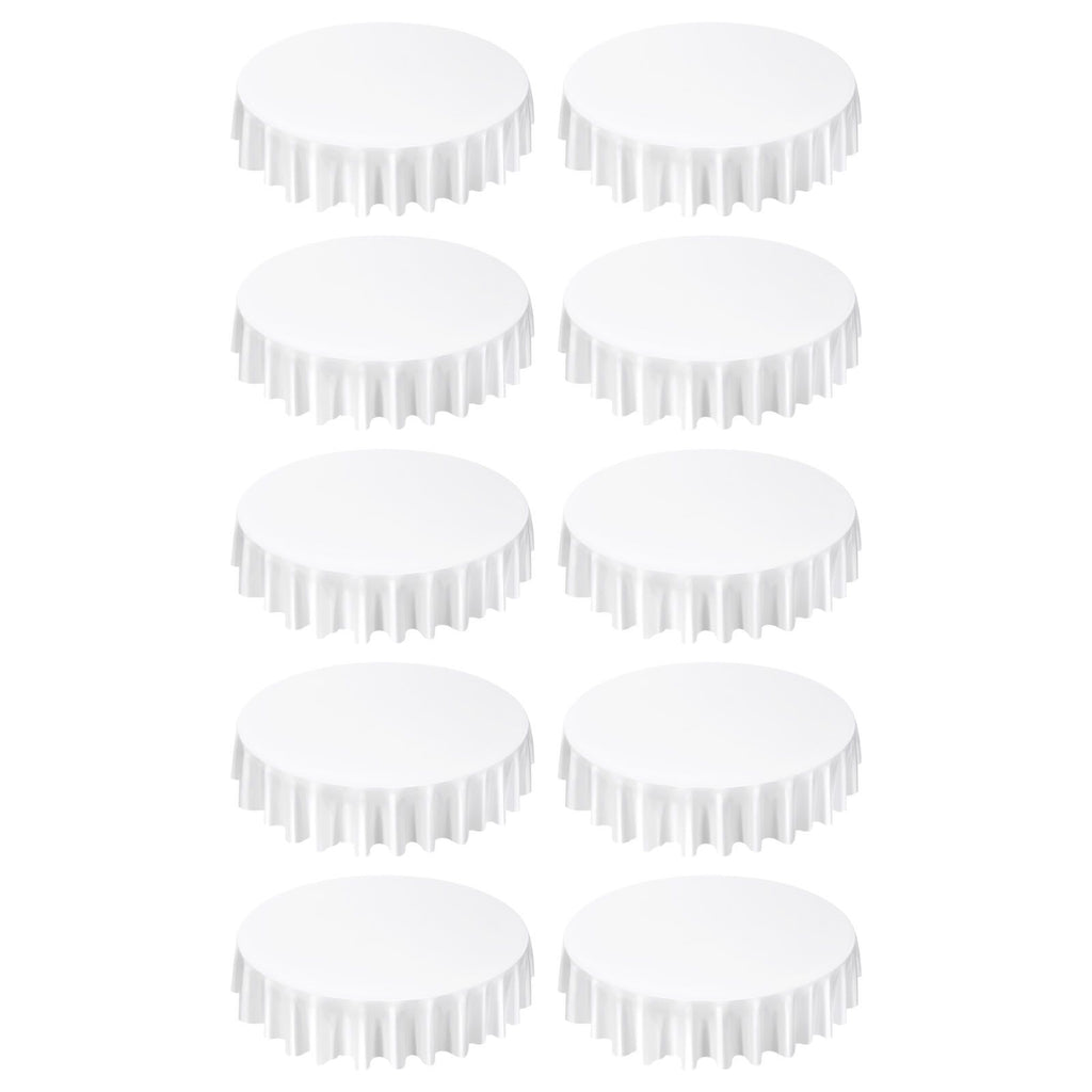 White Round Tablecloths 10 Pack, 90 Inches in Diameter, Stain- & Wrinkle- Resistant, Machine Washable Table Clothes, Polyester Fabric Table Covers for Wedding, Party, Banquet, Formal Events