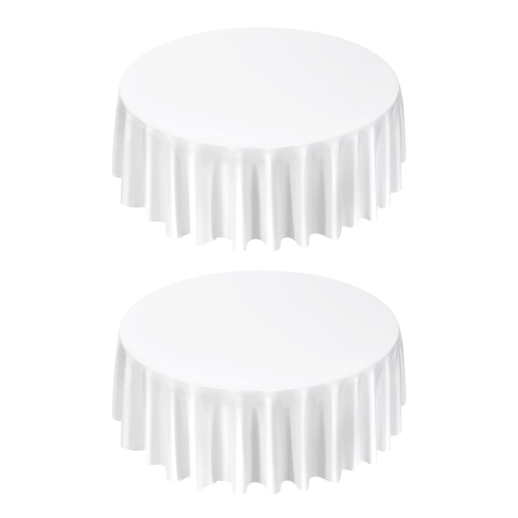 White Round Tablecloths 2 Pack, 120 Inches in Diameter, Stain- & Wrinkle- Resistant, Machine Washable Table Clothes, Polyester Fabric Table Covers for Wedding, Party, Banquet, Formal Events