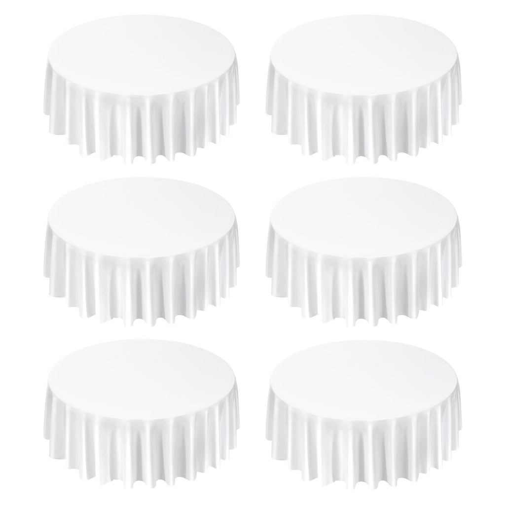 White Round Tablecloths 6 Pack, 120 Inches in Diameter, Stain- & Wrinkle- Resistant, Machine Washable Table Clothes, Polyester Fabric Table Covers for Wedding, Party, Banquet, Formal Events