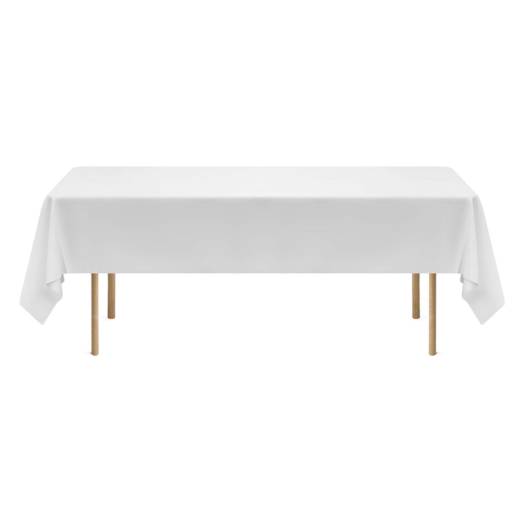 White Tablecloths for Rectangle Tables, 10 Pack, 60 x 102 Inches, Reusable and Machine Washable Table Clothes, Wrinkle-Resistant Polyester Fabric Table Covers for Wedding, Party, Banquet