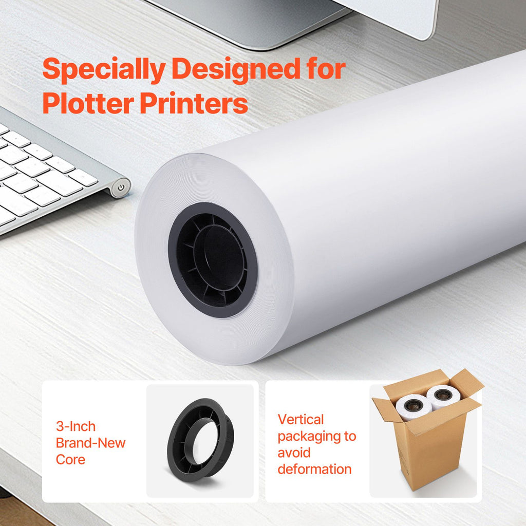 Wide Format Paper, 24 in x 500 ft Plotter Paper, 2 Rolls CAD Bond Rolls with 3 in Core, 20 LB Bond Paper Rolls, Idea for CAD Drawings, Engineering Plans, GIS Maps & Architectural Designs image 2