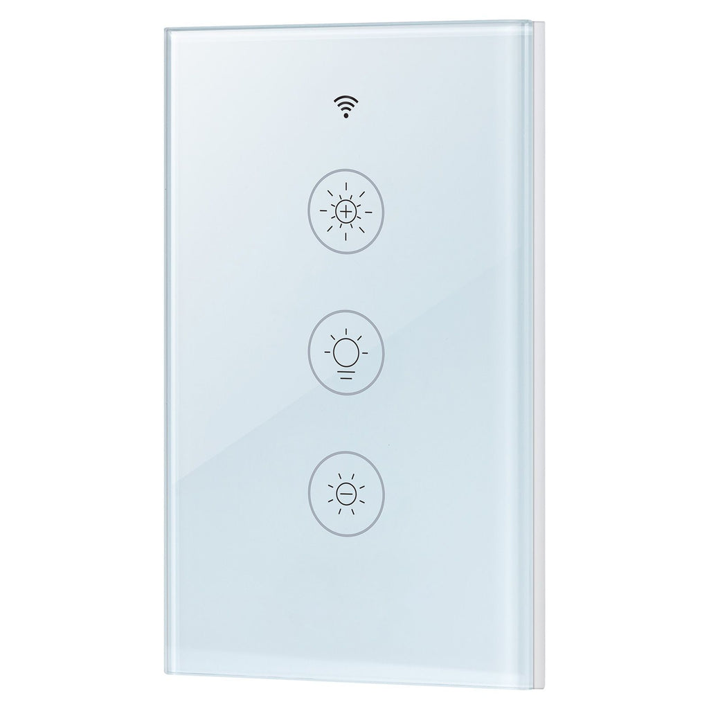 WiFi Smart Light Dimmer Switch, 100-250V AC Wi-Fi 2.4GHz, 15% to 85% Stepless Dimming LED Dimmable Smart Switch with Touch Panel, App Remote Control Voice Compatible with Alexa Google Home