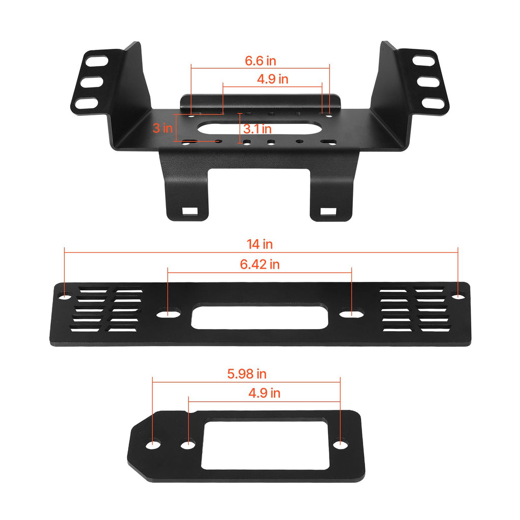 Winch Mount, Winch Capacity of 907-1633 kg, Trailer Hitch Winch Mount for Select Polaris Ranger Models (2010-2021), 3 Mounting Hole Design, Powder Coated Steel, Fit for Muddy Road Rescue
