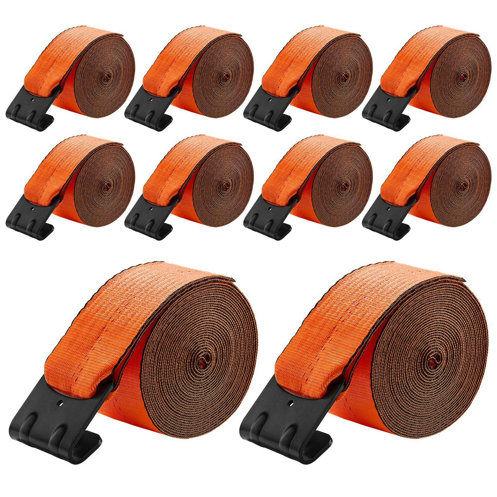Winch Straps, 4 in x 30 ft Truck Straps with Flat Hook, 10 Pack Heavy Duty Trailer Straps with 18000 lbs Break Strength, Cargo Tie-Down Straps, for Flatbeds, Trucks, Trailers, Farms & Rescues
