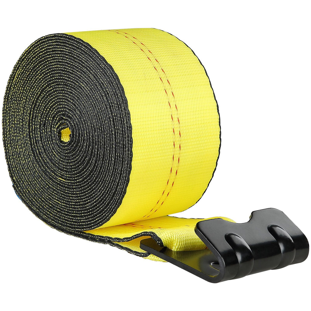 Winch Straps, 4" x 40', 6000 lbs Load Capacity, 18000 lbs Break Strength, Truck Straps with Flat Hook, Flatbed Tie Downs Cargo Control for Trailers, Farms, Rescues, Tree Saver, Yellow (10 Pack)