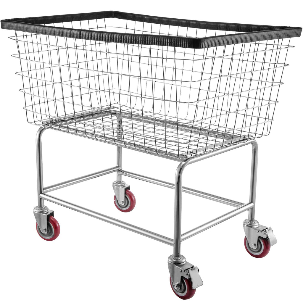 Wire Laundry Cart, 4.5 Bushel Wire Laundry Basket with Wheels, 35\'\'x15.7\'\'x22\'\' Commercial Wire Laundry Basket Cart, Steel Frame with Chrome Finish, 5\'\' Casters, Wire Basket Cart for Lau
