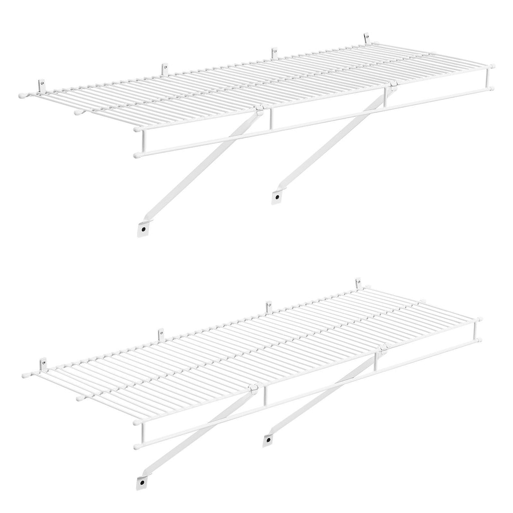 Wire Shelf Kit, 3 ft, Set of 2, Wall Mounted Wire Shelves, Heavy-Duty Carbon Steel Hanging Shelf, Floating Wall Storage Shelves with Dip Coating, for Closet, Bedroom, Living Room, Office, Pantry