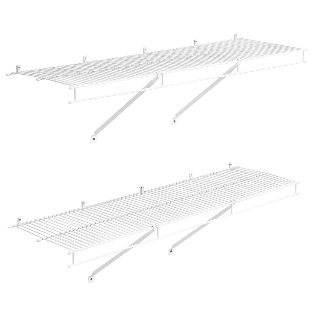 Wire Shelf Kit, 4 ft, Set of 2, Wall Mounted Wire Shelves, Heavy-Duty Carbon Steel Hanging Shelf, Floating Wall Storage Shelves with Dip Coating, for Closet, Bedroom, Living Room, Office, Pantry