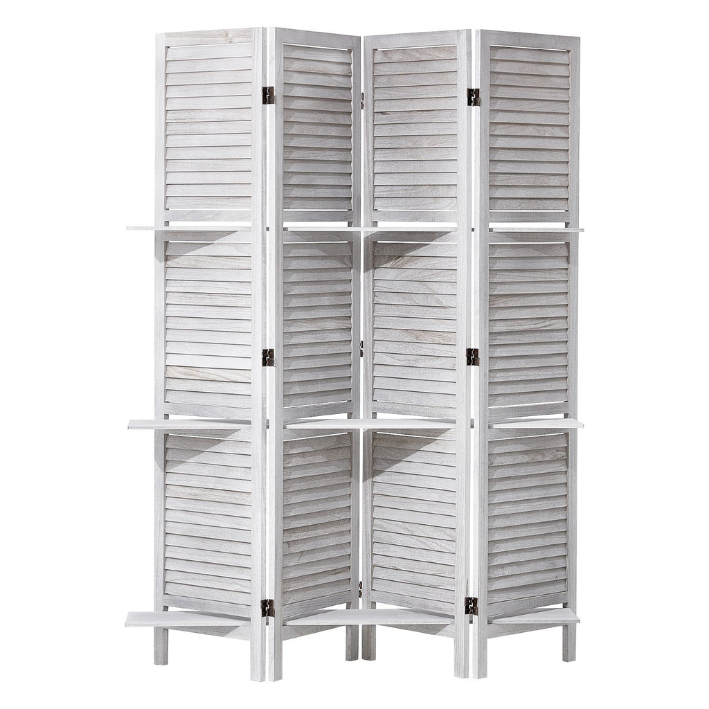 Wood Room Divider, 4 Panel Wood Folding Privacy Screen, 66.9 Inches Tall Indoor Louvered Partition Divider, Portable Decoration Screen, for Room Separation, Home, Office, Restaurant & Bedroom