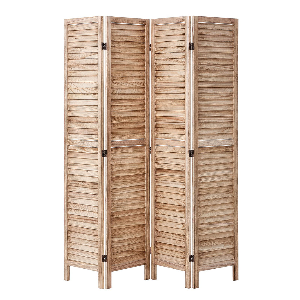 Wood Room Divider, 4 Panel Wood Folding Privacy Screen, 66.9 Inches Tall Indoor Louvered Wooden Partition, Portable Decoration Screen, for Room Separation, Home, Office, Restaurant & Bedroom