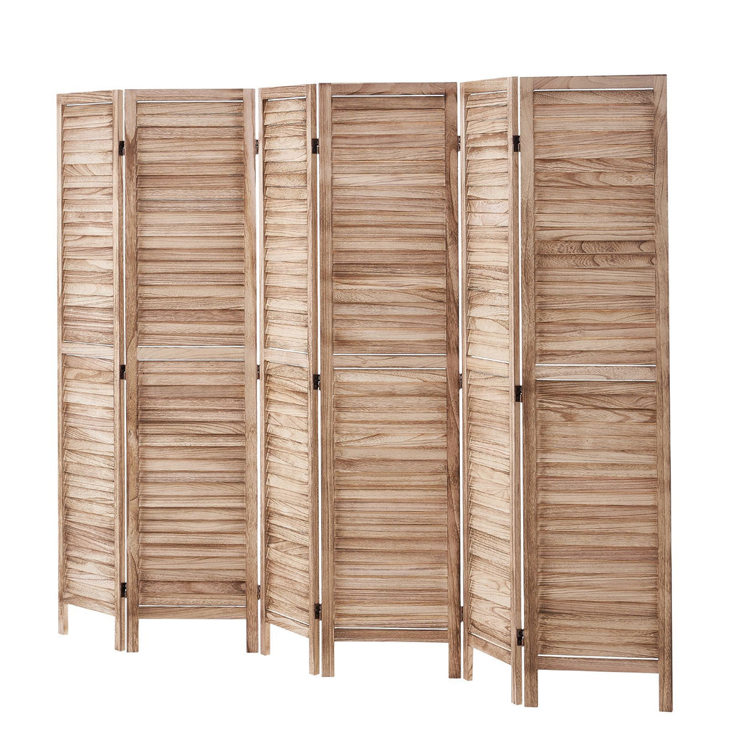 Wood Room Divider, 6 Panel Wood Folding Privacy Screen, 66.9 Inches Tall Indoor Louvered Partition Divider, Portable Decoration Screen, for Room Separation, Home, Office, Restaurant & Bedroom