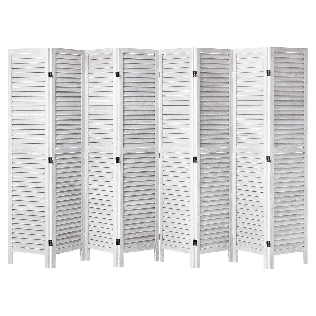 Wood Room Divider, 8 Panel Wood Folding Privacy Screen, 66.9 Inches Tall Indoor Louvered Wooden Partition, Portable Decoration Screen, for Room Separation, Home, Office, Restaurant & Bedroom