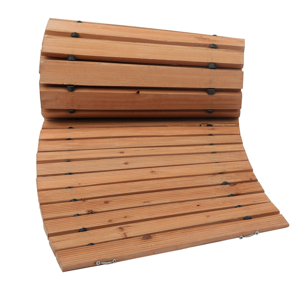 Wooden Garden Pathway, 8 ft x 17 in, Non-Slip Curved Garden Walkway, Roll Out Cedar Outdoor Walkway Path with Wire Rope Connection, Decorative Lawn Paver for Backyard Boardwalk Wedding Party