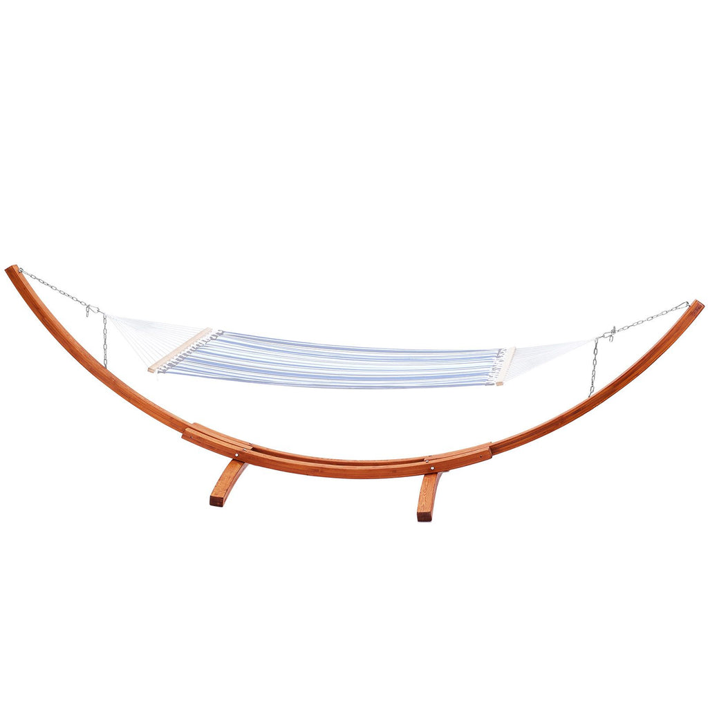 Wooden Hammock Stand, 475 lbs Capacity Universal 2 Person Hammock Frame Fits 9-13 ft Hammocks, Larch Wood Arc Adjustable Stand for Hammock with Chain and Carabiner, for Outdoor and Indoor