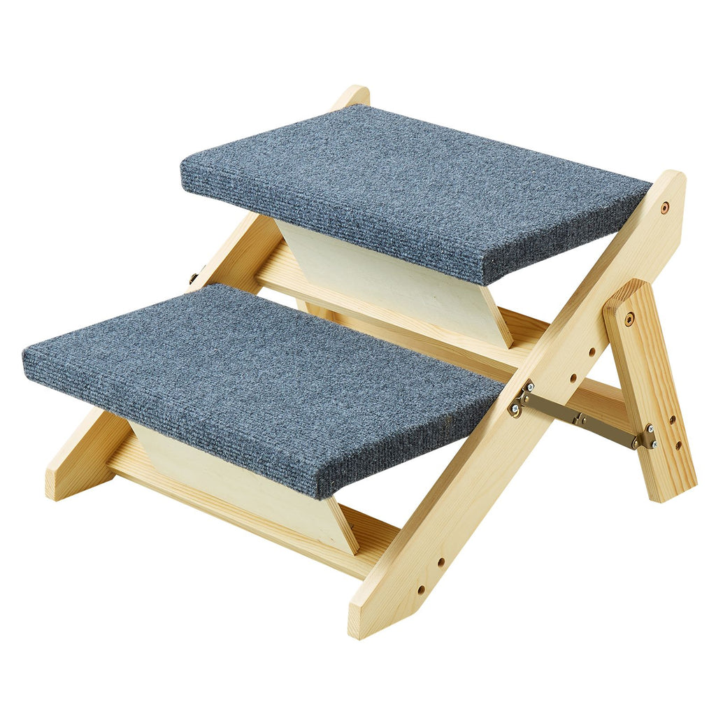 Wooden Pet Steps, Convertible 2-in-1 Dog Stairs and Ramp for Beds, Sofas, and Vehicles, Supports Small to Large Animals up to 110 lbs, Foldable Design for Easy Storage