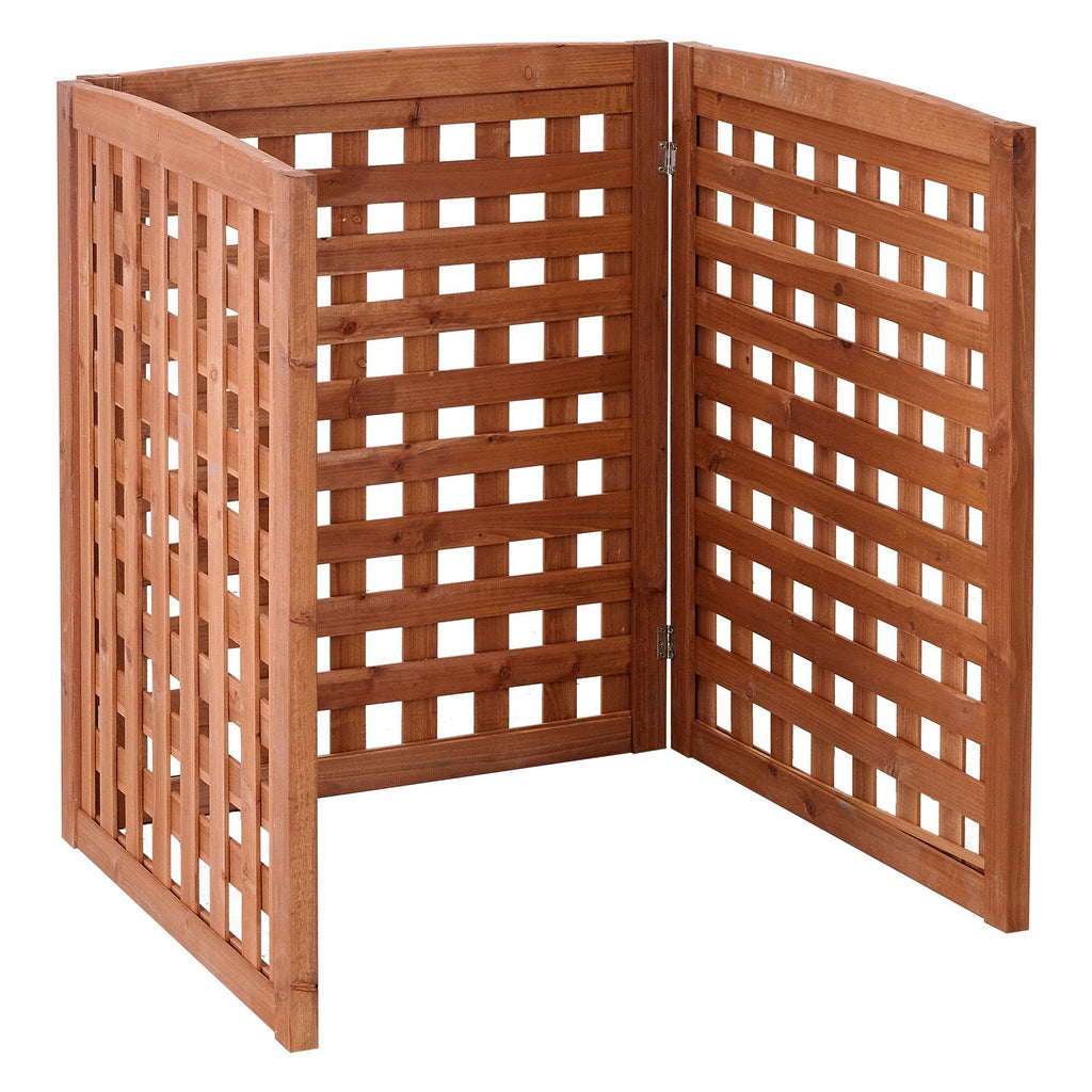 Wooden Privacy Fence, 32 x 38 inch Air Conditioner Fence, 3 Panel Solid Outdoor Wood Privacy Screen with Adjustable Angle, Hinge-Reinforced Structure, Trash Can Hider Fences for Garden