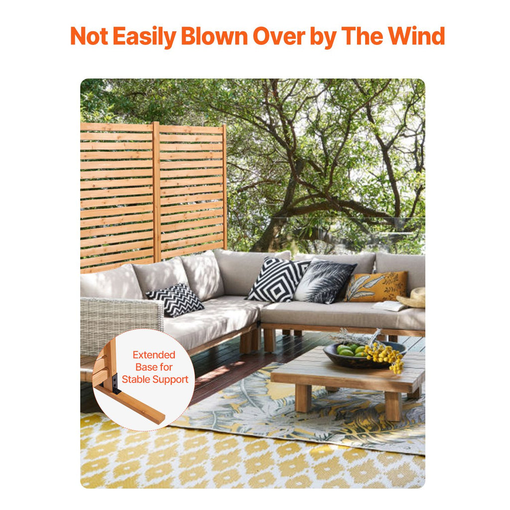 Wooden Privacy Screen, 36" W x 76" H Outdoor Privacy Screen, Freestanding Wood Privacy Panel with Stand, Decorative Patio Privacy Screen, Outdoor Divider for Balcony Patio Lawn Garden