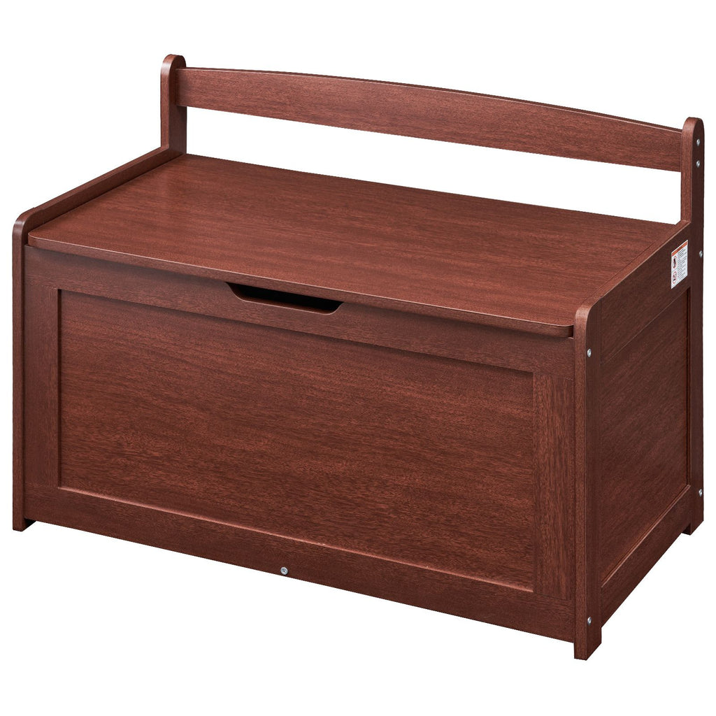 Wooden Toy Chest for Kids, Toddler Toy Storage Box with Flip-Top Lid and Safety Hinge, 32.68 x 17.91 x 24.02" Large Kids Storage Bench for Playroom, Bedroom, Living Room or Entryway, Cherry