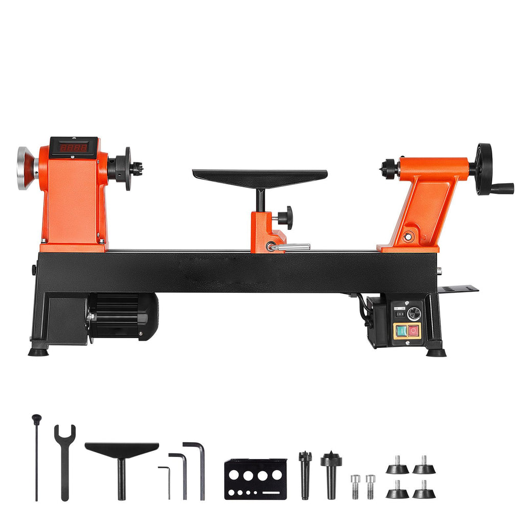 Woodworking Lathe, 1 HP, Benchtop Wood Lathe Machine with 0 to 3800 RPM Variable Speed, 12 x 18 in Workbench, Brushless DC Motor, Cast Iron Construction, for Beginner DIY Enthusiast Woodworking