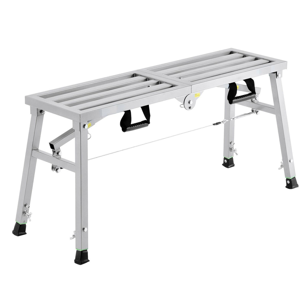 Work Platform, 3 Gear Adjustable Height, Folding Alloy Steel Step Ladder, Portable Scaffolding Platform, 400 lb Load Capacity, Non-Slip Rubber Feet, Drywall Painting Stool, for Cleaning &Washing