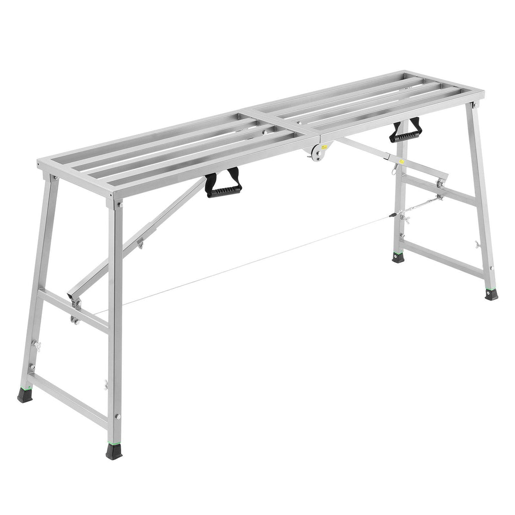 Work Platform, 4 Gear Adjustable Height, Folding Alloy Steel Step Ladder, Portable Scaffolding Platform, 800 lb Load Capacity, Non-Slip Rubber Feet, Drywall Painting Stool, Cleaning & Washing