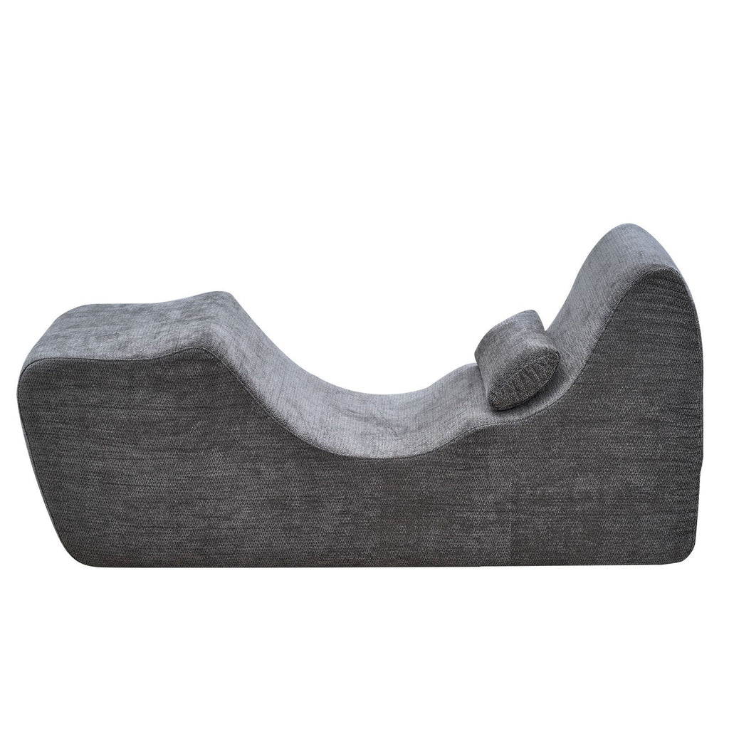 Yoga Chair Chaise, Ergonomic Chaise Lounge Chair for Yoga, Modern Boneless Curved Foam Lounge Indoor for Massage, Stretching, Relaxation, Exercise, Used in Living Room, Bedroom, Balcony, Grey